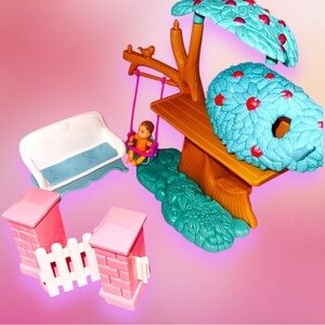 Fisher Price Loving Family Dollhouse Apple Tree Treehouse House Swing YARD LOT